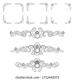 Classic Vitage Wedding Vector Ornaments frames Separator elements for Classic Vintage Wedding Invitation Hand Drawn Doodle