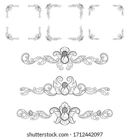 Classic Vitage Wedding Vector Ornaments frames Separator elements for Classic Vintage Wedding Invitation Hand Drawn Doodle