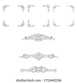 Classic Vitage Wedding Vector Ornaments frames Separator elements for Classic Vintage Wedding Invitation Hand Drawn Doodle