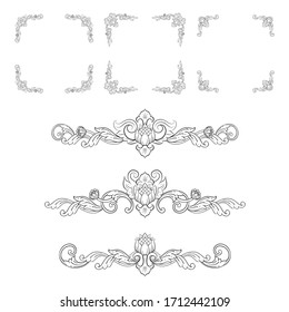 Classic Vitage Wedding Vector Ornaments frames Separator elements for Classic Vintage Wedding Invitation Hand Drawn Doodle