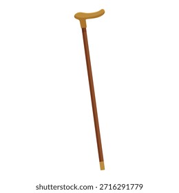 Classic walking cane providing support and style, featuring a polished wooden shaft, a comfortable gold handle, and a durable gold ferrule