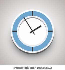 Classic wall clock icon for home or office with soft shadow, vector illustration