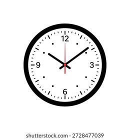 Vector clásico del reloj de pared en el fondo blanco, símbolo del tiempo