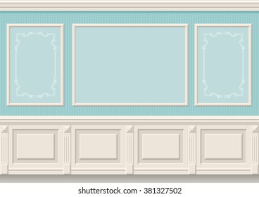 Classic wall panels  in the interior of the room, vector graphics