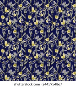 Classic wallpaper seamless  flower pattern background.watercolor