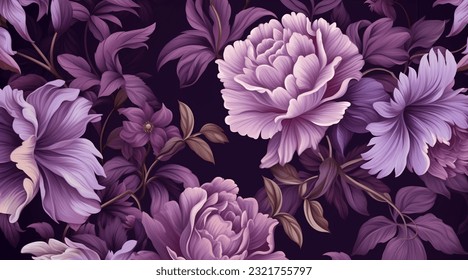 Classic wallpaper seamless vintage floral pattern on purple background