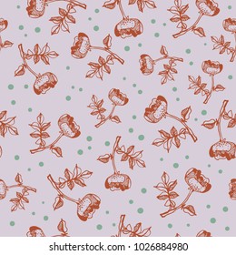 Classic wallpaper seamless vintage flower pattern on colorful background. Seamless Floral Pattern in vector. Hand drawn roses