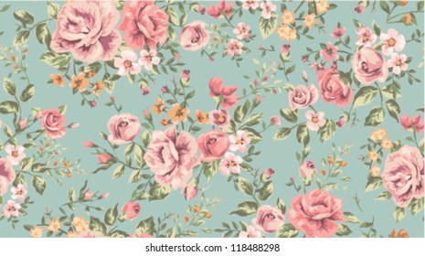 classic wallpaper seamless vintage flower pattern on green background