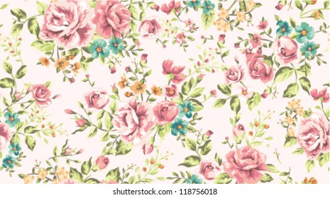 Classic Wallpaper Seamless Vintage Flower Pattern Vector Background
