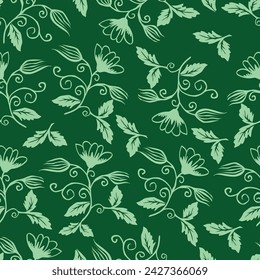 classic wallpaper seamless vintage flower pattern on green background