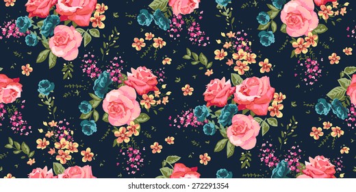 Classic wallpaper seamless vintage flower pattern background
