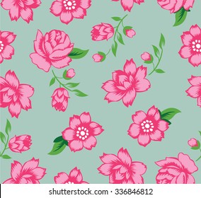 classic wallpaper seamless vintage flower pattern on green background