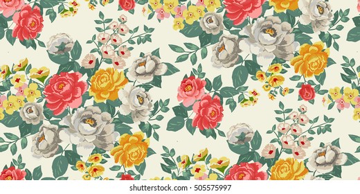 Classic wallpaper seamless vintage flower pattern background