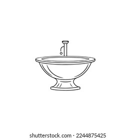 Classic washbasin on a white background. Washbasin vector illustration