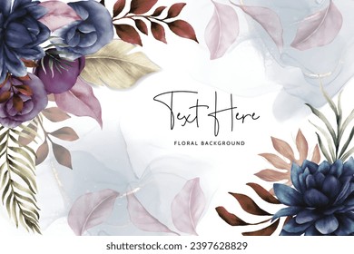 classic watercolor navy blue flower background template