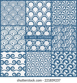 classic wave seamless patterns set. can be used for wallpaper, pattern fills, web page background,surface textures.