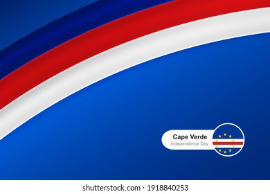Classic waving flag of Cape Verde. Creative template for independence day greetings