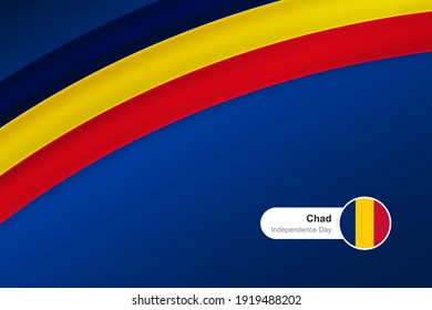 Classic waving flag of Chad. Creative template for independence day greetings