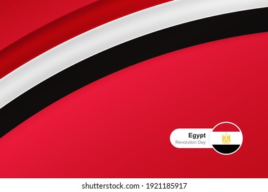 Classic waving flag of Egypt. Creative template for revolution day greetings