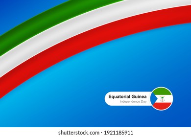 Classic waving flag of Equatorial Guinea. Creative template for independence day greetings