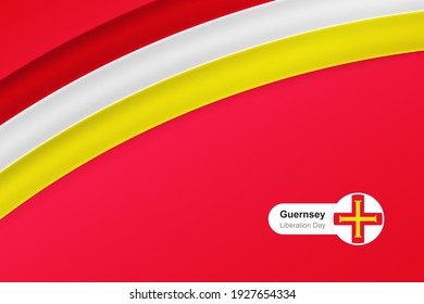 Classic waving flag of Guernsey. Creative template for liberation day greetings