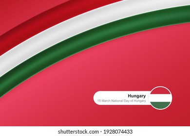Classic waving flag of Hungary. Creative template for national day greetings