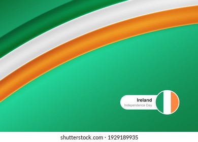 Classic waving flag of Ireland. Creative template for independence day greetings