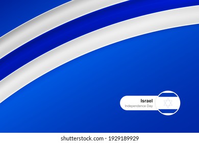 Classic waving flag of Israel. Creative template for independence day greetings