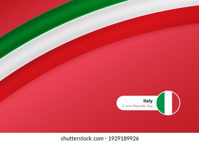 Classic waving flag of Italy. Creative template for republic day greetings