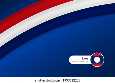 Classic waving flag of Laos. Creative template for independence day greetings