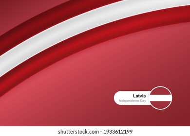 Classic waving flag of Latvia. Creative template for independence day greetings