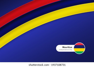 Classic waving flag of Mauritius. Creative template for independence day greetings