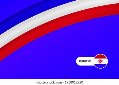 Classic waving flag of Mordovia. Creative template for national day greetings