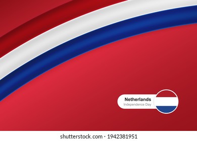 Classic waving flag of Netherlands. Creative template for independence day greetings