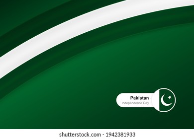 Classic waving flag of Pakistan. Creative template for independence day greetings