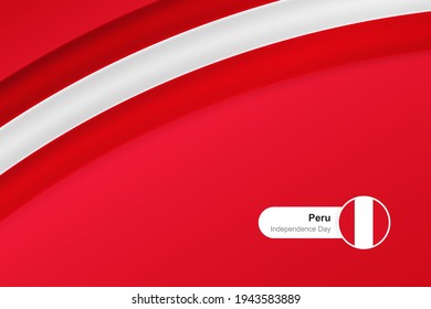Classic waving flag of Peru. Creative template for independence day greetings