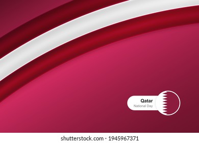 Classic waving flag of Qatar. Creative template for independence day greetings