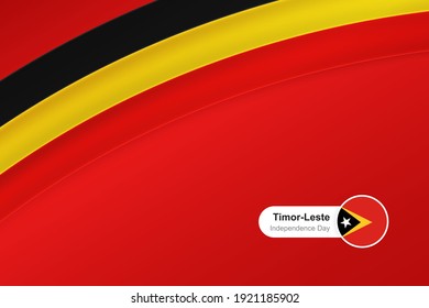 Classic waving flag of Timor Leste. Creative template for independence day greetings