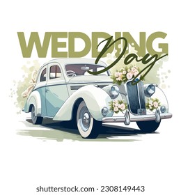 Classic Wedding Car Water Farbe Einladung Design