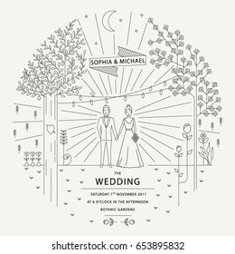 CLASSIC WEDDING INVITATION TEMPLATE DESIGN CARD. Editable vector illustration card.