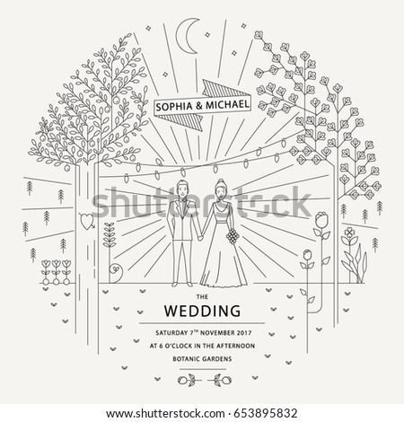 CLASSIC WEDDING INVITATION TEMPLATE DESIGN CARD. Editable vector illustration card.