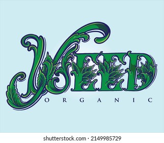 Classic weed leaf lettering words vector illustrations for your work logo, merchandise t-shirt, stickers and label designs, poster, greeting cards advertising business company or brands