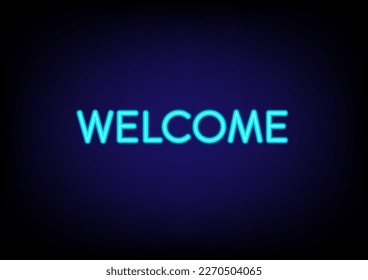 Classic WELCOME neon sign. Completely transparent,  dark background