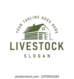 Classic western country ranch logo with vintage style barn Illustration Design