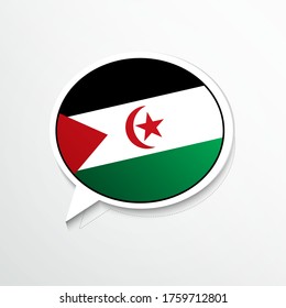 Classic Western Sahara country flag on speech bubble. Abstract languages concept flat illustration