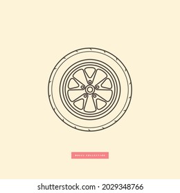 Icono de rueda clásica. Ilustración del vector