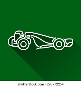 Classic wheel tractor-scraper modern design line flat style icon with shadow