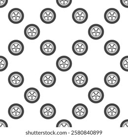 Classic wheel vector seamless pattern - Vintage car rim and tire concept background