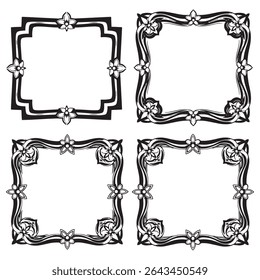 Classic and Whimsical Vintage Decorative Floral Border Vector Collection
