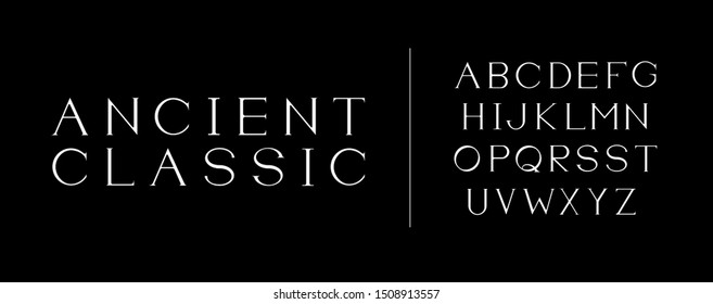 Classic white alphabet. Hand crafted serif font. Romanic typeface. Business presentable look. Business card alphabet.